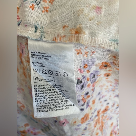 NWT H&M Linen Blend Floral  Flounce Trimmed Mini Dress - Picture 3 of 6